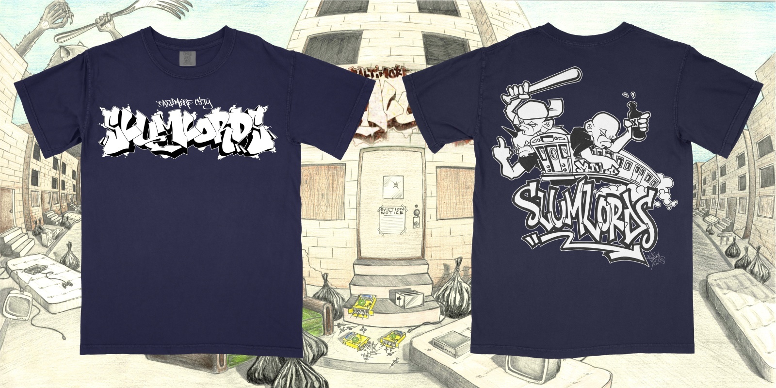 画像1: ■予約商品■ SLUMLORDS / Graffiti Kentax Navy (t-shirt) A389