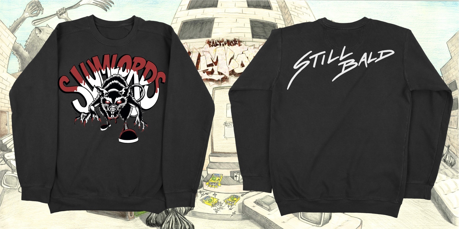 画像1: SLUMLORDS / Still bald Spoiler (crewneck sweat) A389 