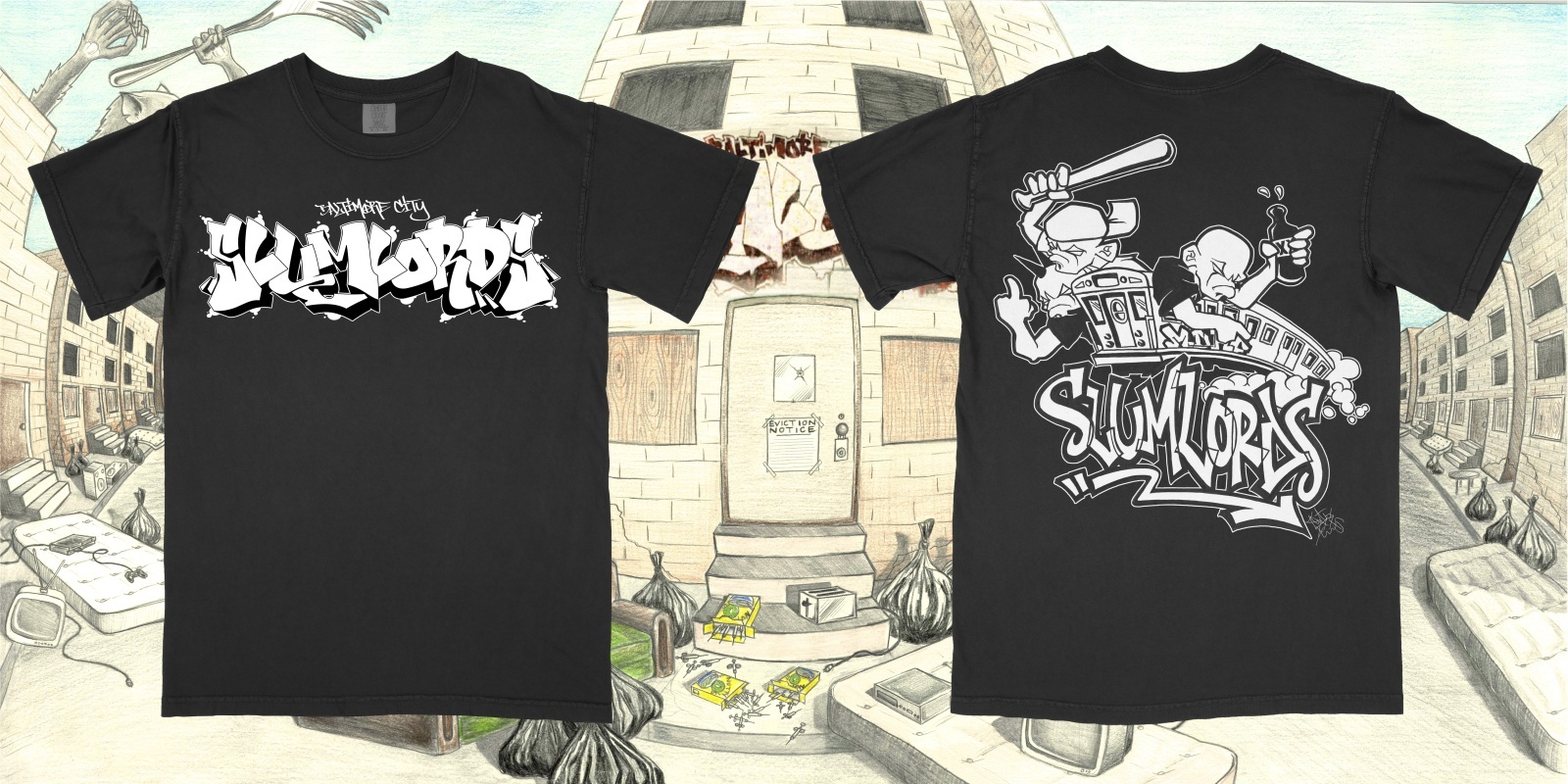 画像1: ■予約商品■ SLUMLORDS / Graffiti Kentax Black (t-shirt) A389